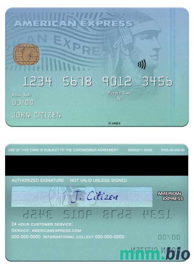 USA New York CFSB bank amex karta przykład w formacie PSD